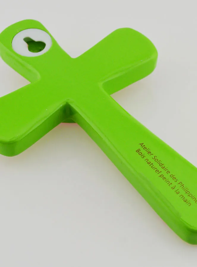 Pink Heart & Green Child Cross - 15 cm (pic 4)