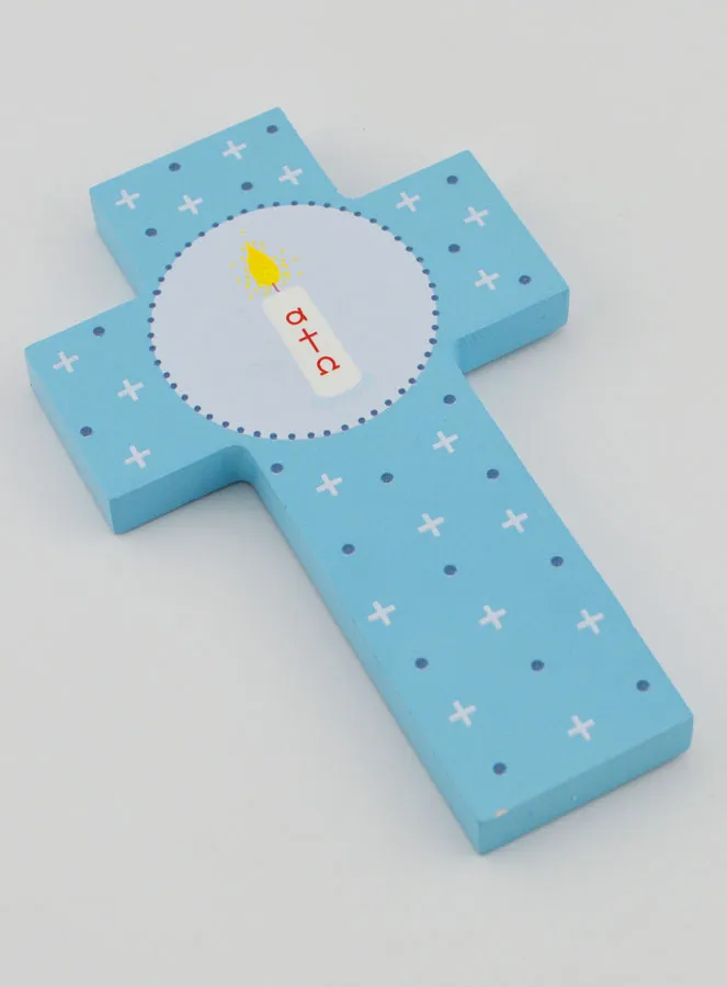 Alpha Omega Candle Wood Cross - Blue (pic 3)