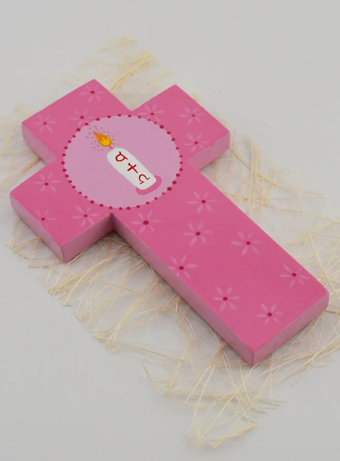 Alpha Omega Candle Wood Cross - Pink (pic 3)