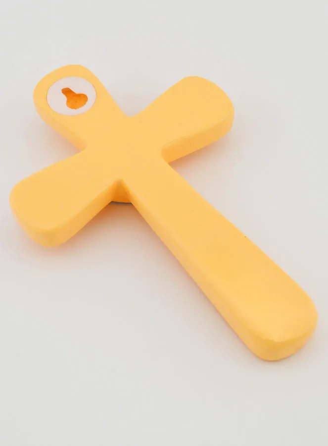 Orange & Blue Heart Wood Cross (pic 4)