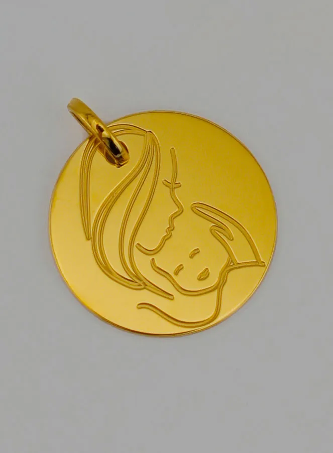 Virgin Mary with Baby Jesus Gold Baptismal Medal (pic 2)