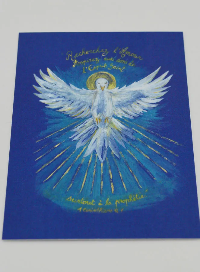 Blue Confirmation Prayer Card - Holy Spirit Dove (pic 2)