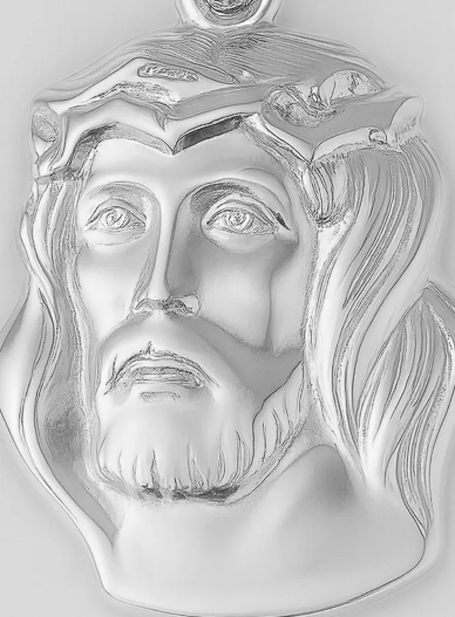 Head of the Crowned Christ Nugget Medal - Sterling Silver (pic 2)