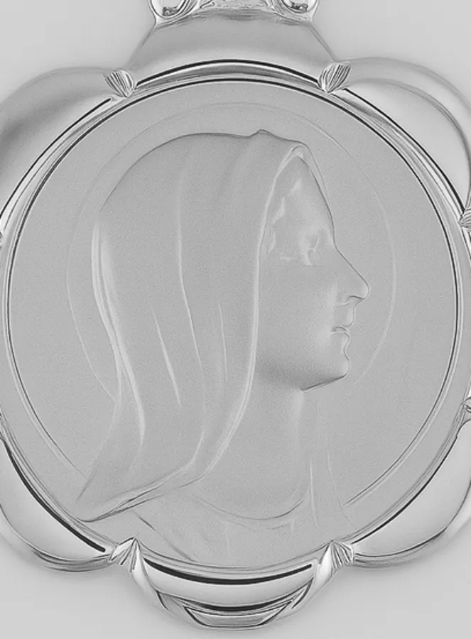 Flower Medal Holy Virgin Mary's Profile - Sterling Silver (pic 2)