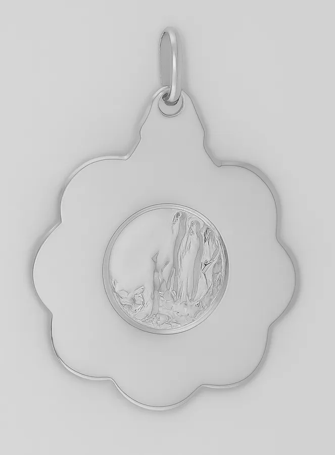 Flower Medal Holy Virgin Mary's Profile - Sterling Silver (pic 3)