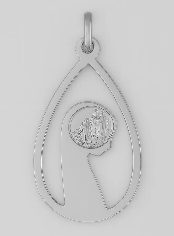 Openwork Medal Holy Virgin Mary's Profile - 925 Silver (pic 3)