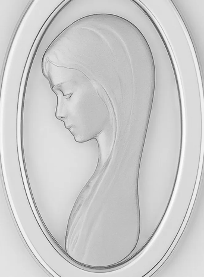 Openwork Medal of the Profile of Virgin Mary - 925 Silver (pic 2)