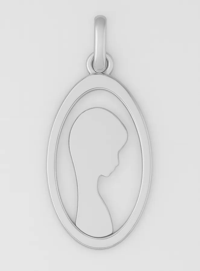 Openwork Medal of the Profile of Virgin Mary - 925 Silver (pic 3)