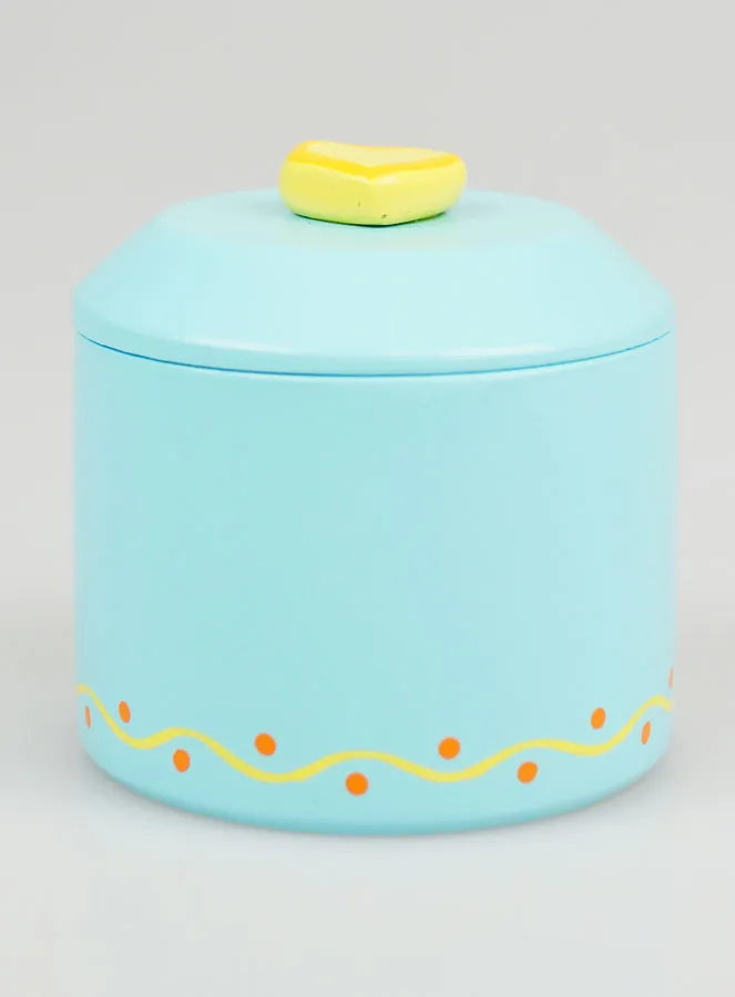 Wooden Rosary Box - Blue and Yellow heart (pic 4)