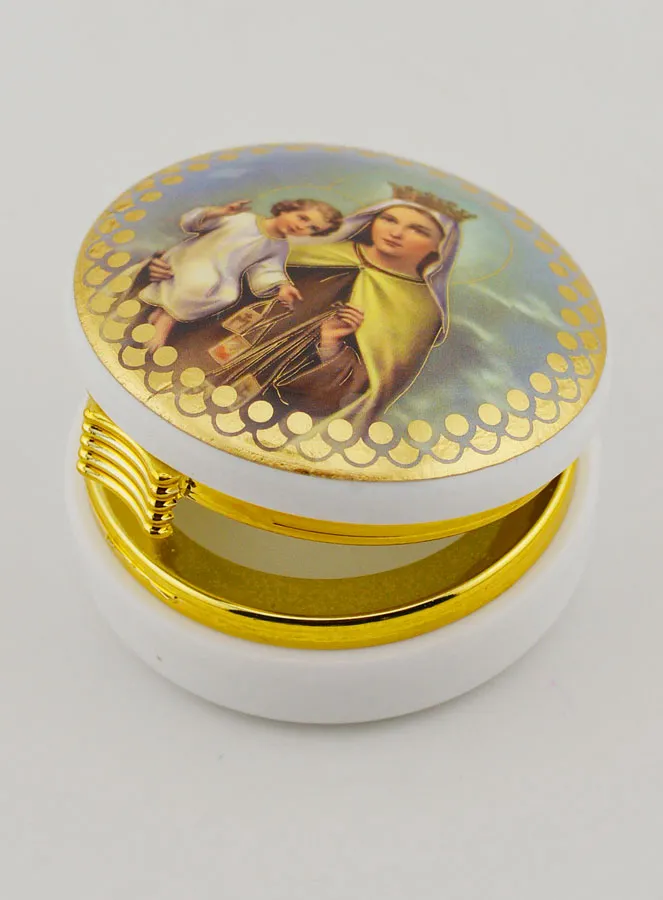 Crowned Virgin with Baby Jesus Pyx - 5 cm (pic 4)