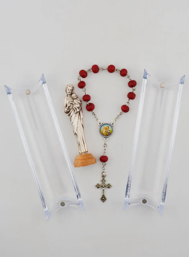 Saint Joseph Statue on Base & its Rosewood Rosary Decade Ring (pic 4)