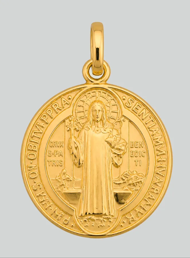 Saint Benedict Medal in 18 Carat Gold - 16 mm (pic 2)