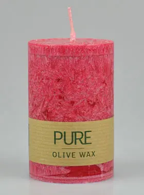 Organic Candle 100% Olive Wax - Red Ruby Color - 9 x 6 cm (pic 1)