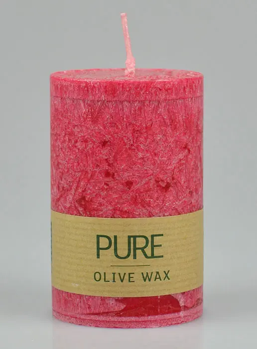 Organic Candle 100% Olive Wax - Red Ruby Color - 9 x 6 cm (pic 2)