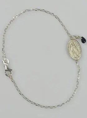 Miraculous Virgin Silver Medal Bracelet - Blue Sapphire (pic 1)