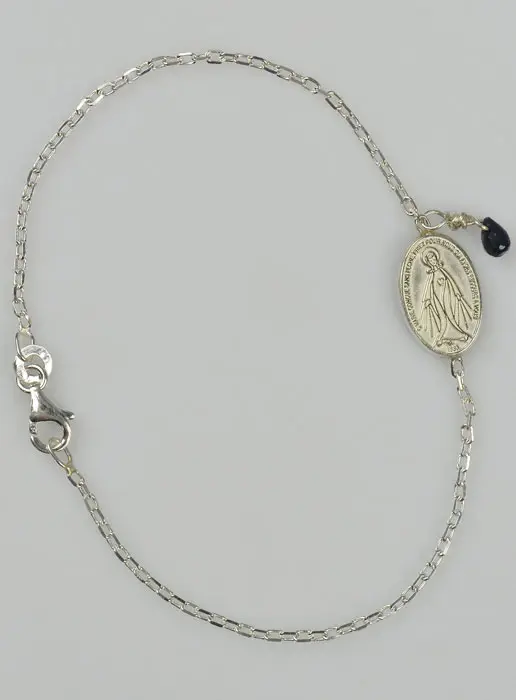 Miraculous Virgin Silver Medal Bracelet - Blue Sapphire (pic 2)