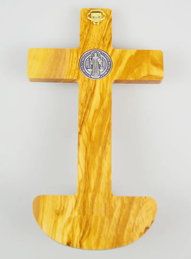 Holy Water Stoup Saint Benedict Cross in Olive Wood - 19 cm (pic 4)