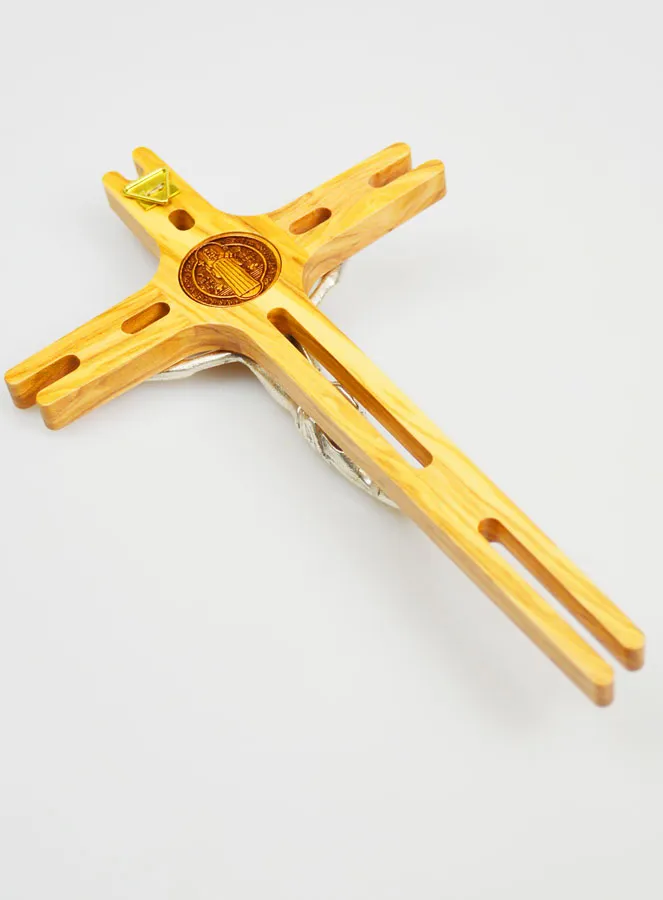 Saint Benedict Olive Wood Cross - 19 x 12 cm (pic 4)
