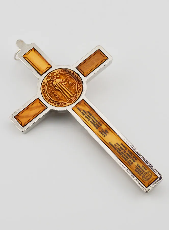 Saint Benedict Light Wood Cross - 13 cm (pic 4)