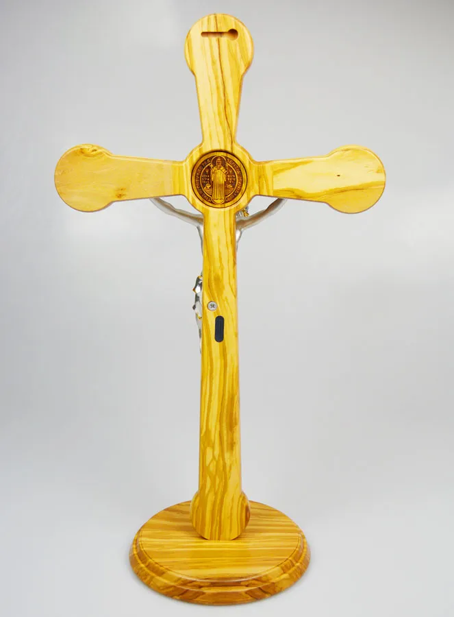 Olive Wood & Bronze Cross of Saint Benedict - 52cm (pic 4)