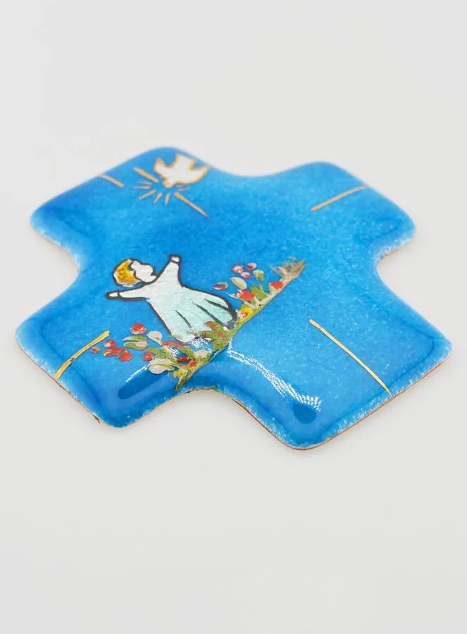 Garden of the Holy Spirit Turquoise Lebanon Enamels Cross (pic 3)