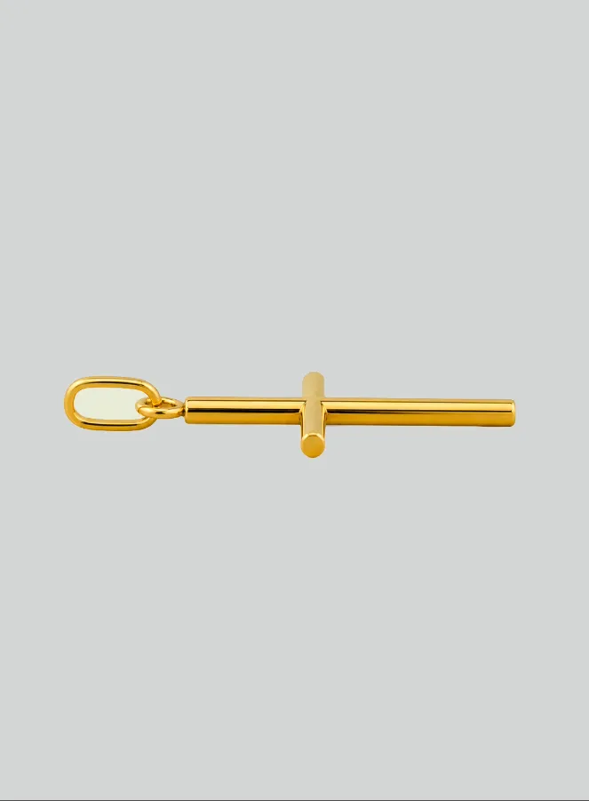 Round Wire Classic Cross Pendant - 22mm - 18Kt Solid Gold (pic 4)