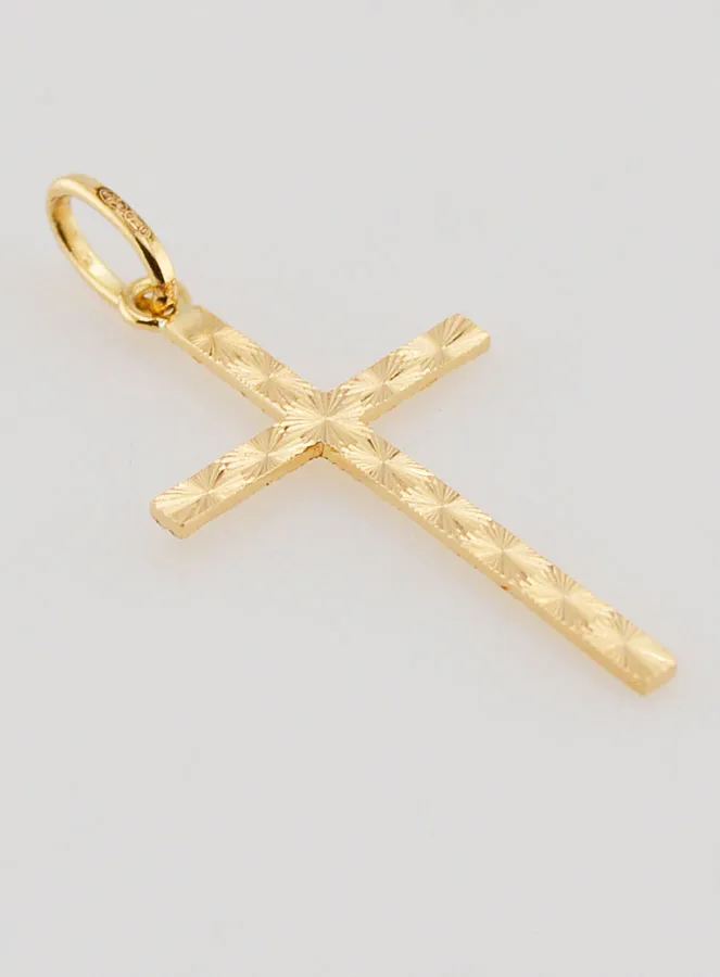 Rhinestones Cross Pendant - 27mm - 18Kt Solid Gold (pic 2)