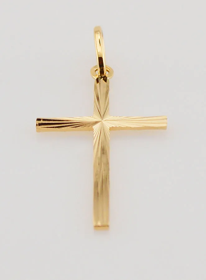 Rhinestones Cross Pendant - 27mm - 18Kt Solid Gold (pic 3)