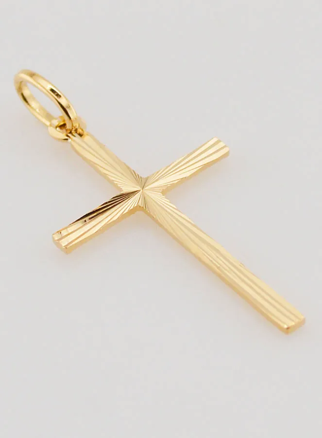 Rhinestones Cross Pendant - 27mm - 18Kt Solid Gold (pic 4)