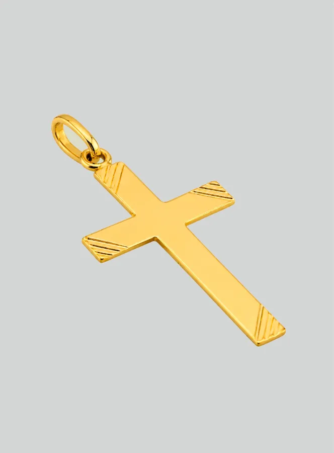 Classic Cross Pendant with Zircons - 22mm - 18Kt Solid Gold (pic 2)