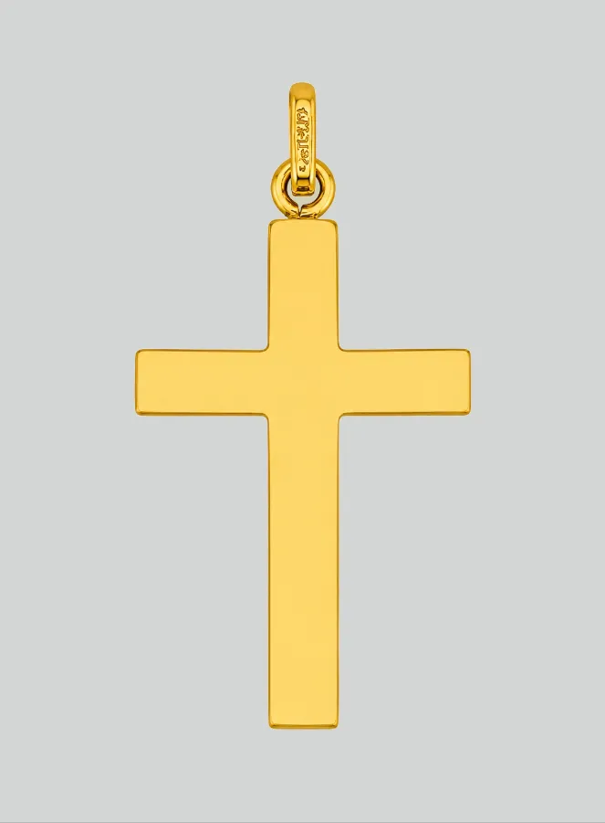 Classic Cross Pendant with Zircons - 22mm - 18Kt Solid Gold (pic 3)