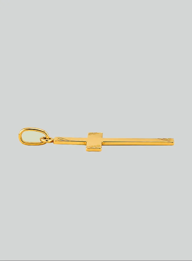Classic Cross Pendant with Zircons - 22mm - 18Kt Solid Gold (pic 4)