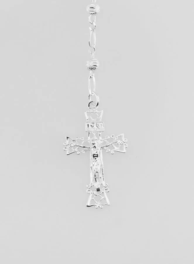 Solid Sterling Silver Rosary - Shiny Beads 3mm (pic 3)