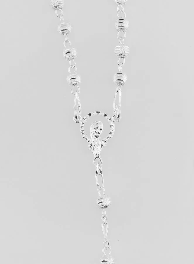 Solid Sterling Silver Rosary - Shiny Beads 3mm (pic 4)