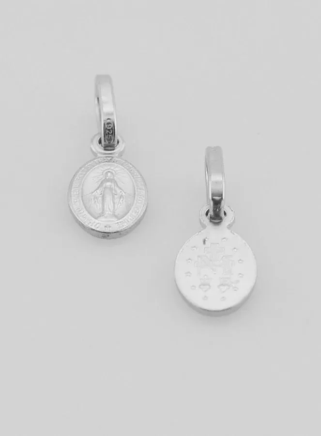 Rhodium Silver Miraculous Medal - 8mm (pic 2)