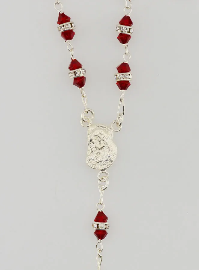 Set Red Crystal & Silver Rosary (pic 4)