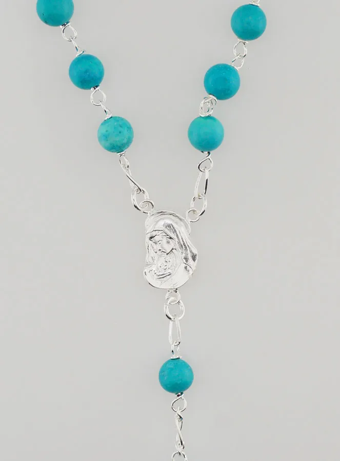 Turquoise Beads & Solid Silver Rosary (pic 4)
