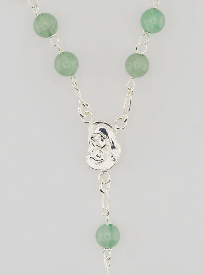 Real Aventurine Beads & Solid Silver Rosary (pic 4)