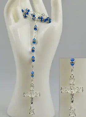 Blue Sapphire Set Crystal & Silver Rosary (pic 1)
