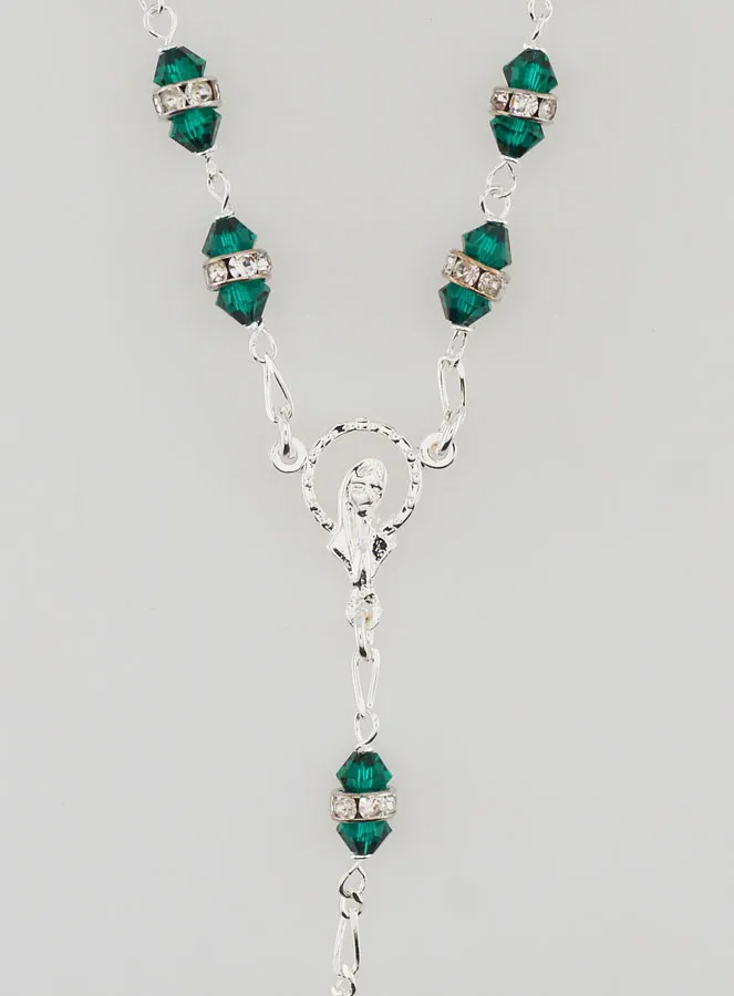 Set Emerald Green Crystal & Silver Rosary (pic 4)