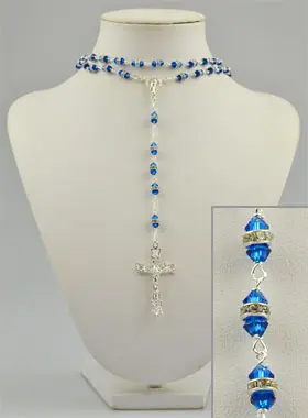 Blue Sapphire Crystal & Silver Rosary (pic 1)