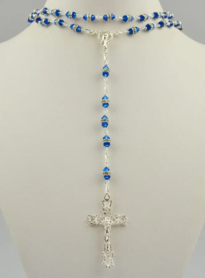 Blue Sapphire Crystal & Silver Rosary (pic 2)