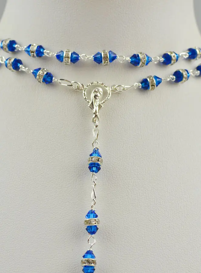Blue Sapphire Crystal & Silver Rosary (pic 3)