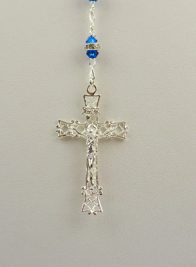 Blue Sapphire Crystal & Silver Rosary (pic 4)