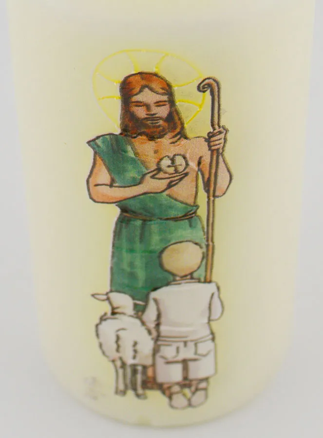 Communion Church Candle - Jesus the Good Shepherd & Blond Boy (pic 4)