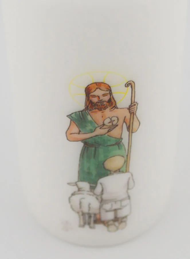 Communion Church Candle - Jesus the Good Shepherd & Brown Haired Boy (pic 4)