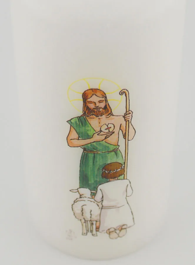 First Communion Candle - The Lord is my Shepherd - Brown haired Girl (pic 4)