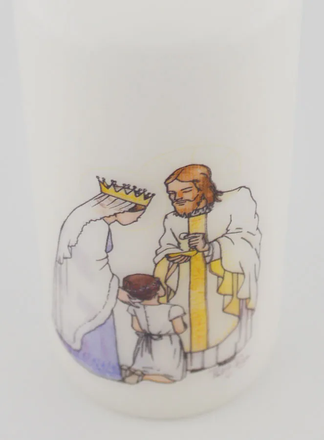 Jesus & Mary Communion Candle - Brown Haired Girl (pic 4)