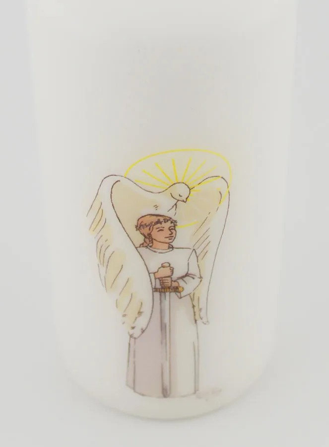 Knight of the Holy Spirit Confirmation Altar Candle - Blond Girl (pic 4)
