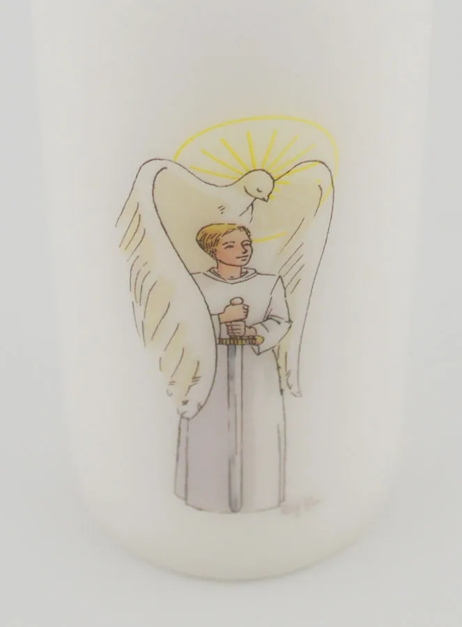 Knight of the Holy Spirit Confirmation Altar Candle - Blond Boy (pic 4)